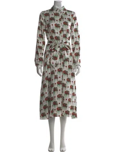 Pre-owned Jonathan Cohen Silk Midi Length Dress In Green