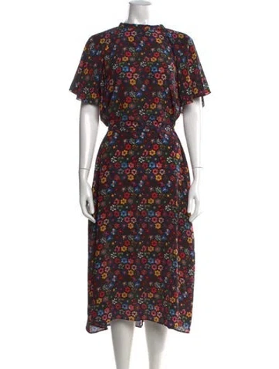 Pre-owned Jonathan Cohen Silk Midi Length Dress In Multi