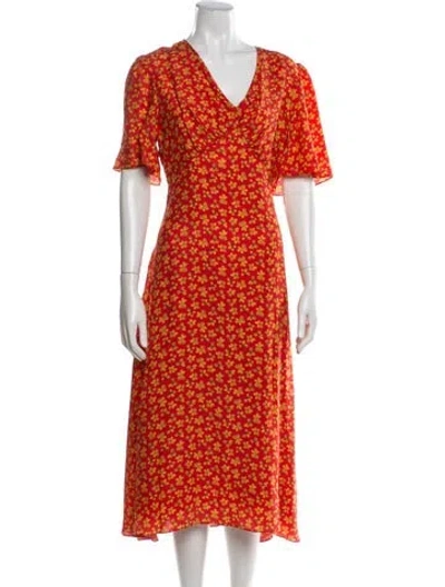 Pre-owned Jonathan Cohen Silk Midi Length Dress In Red