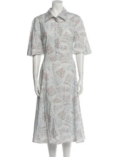 Pre-owned Jonathan Cohen Silk Midi Length Dress In White