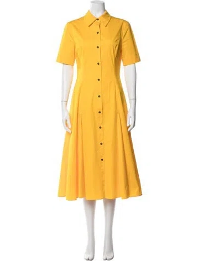 Pre-owned Jonathan Cohen Silk Midi Length Dress In Yellow