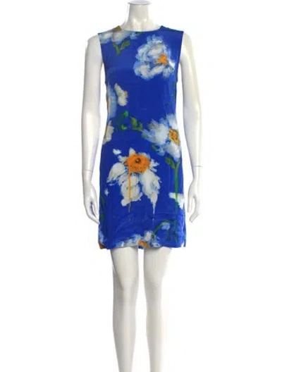 Pre-owned Jonathan Cohen Silk Mini Dress In Blue