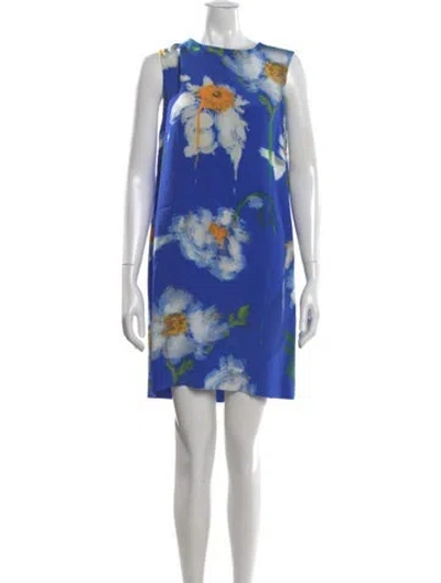 Pre-owned Jonathan Cohen Silk Mini Dress In Blue