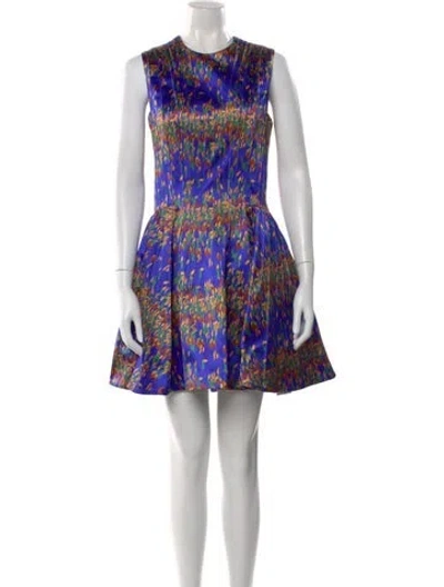 Pre-owned Jonathan Cohen Silk Mini Dress In Blue