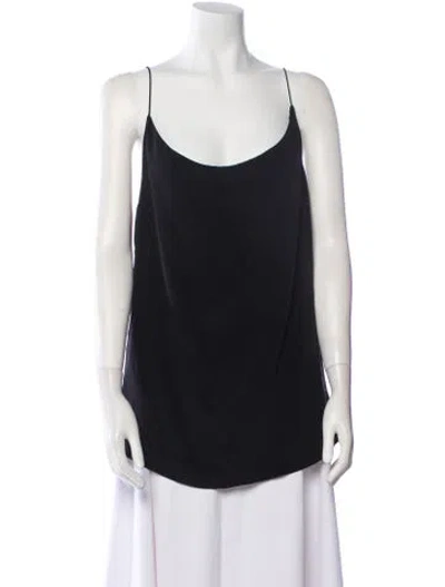 Pre-owned Jonathan Cohen Silk Scoop Neck Top In Black
