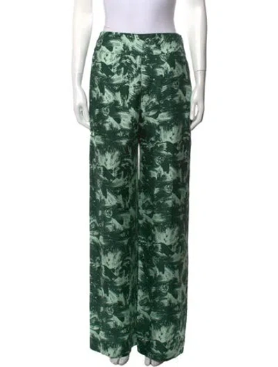 Pre-owned Jonathan Cohen Silk Wide Leg Pants In Green