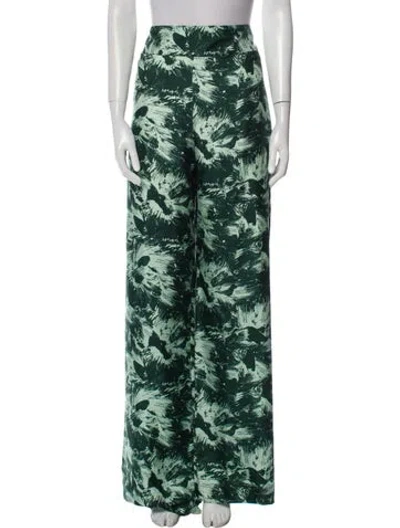 Pre-owned Jonathan Cohen Silk Wide Leg Pants In Green