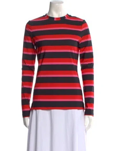 Pre-owned Jonathan Cohen Striped Crew Neck Top W/ Tags In Red