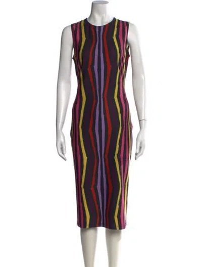 Pre-owned Jonathan Cohen Striped Knee-length Dress W/ Tags In Black