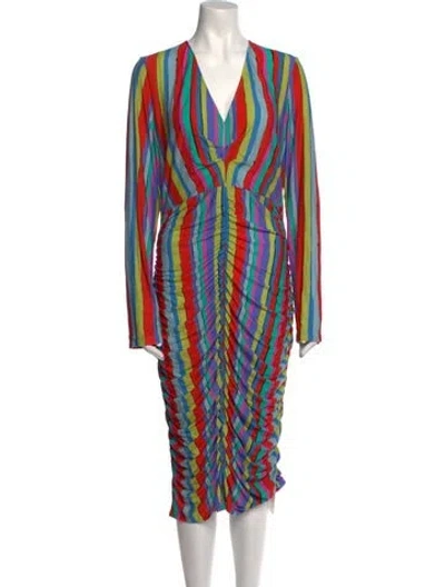 Pre-owned Jonathan Cohen Striped Knee-length Dress W/ Tags In Green