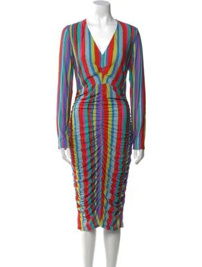 Pre-owned Jonathan Cohen Striped Knee-length Dress W/ Tags In Green