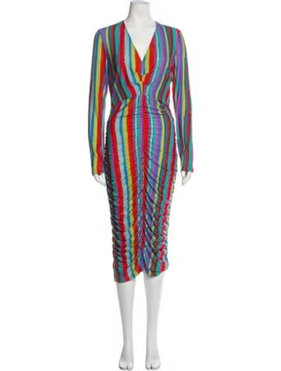 Pre-owned Jonathan Cohen Striped Long Dress W/ Tags In Green