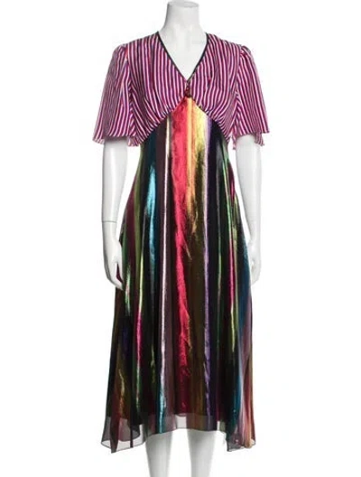 Pre-owned Jonathan Cohen Striped Long Dress W/ Tags In Red