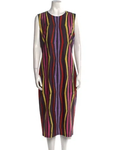 Pre-owned Jonathan Cohen Striped Midi Length Dress In Black