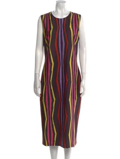 Pre-owned Jonathan Cohen Striped Midi Length Dress In Black