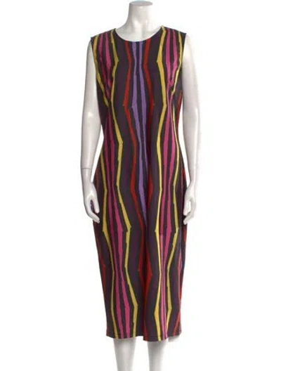 Pre-owned Jonathan Cohen Striped Midi Length Dress In Black