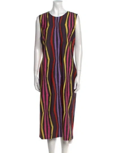 Pre-owned Jonathan Cohen Striped Midi Length Dress In Black