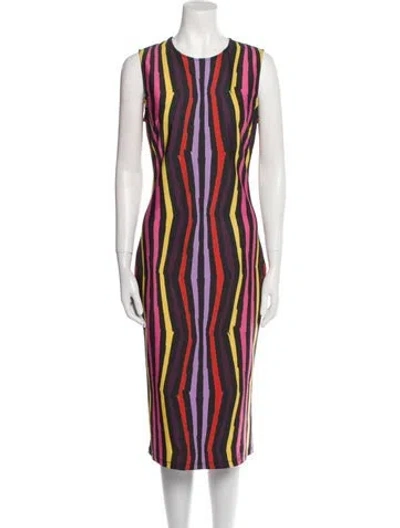 Pre-owned Jonathan Cohen Striped Midi Length Dress In Black