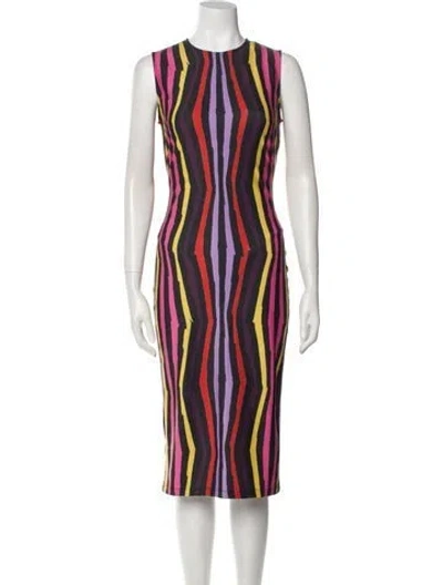 Pre-owned Jonathan Cohen Striped Midi Length Dress In Black