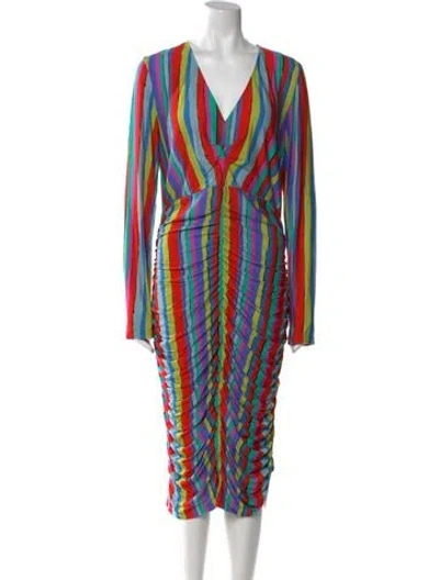 Pre-owned Jonathan Cohen Striped Midi Length Dress In Blue