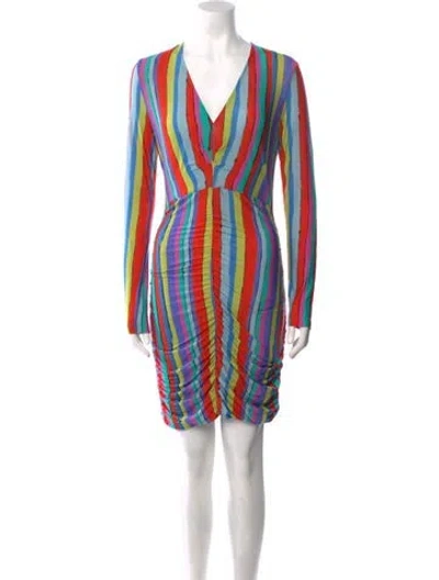Pre-owned Jonathan Cohen Striped Midi Length Dress In Blue
