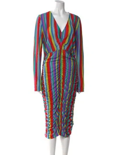 Pre-owned Jonathan Cohen Striped Midi Length Dress In Blue