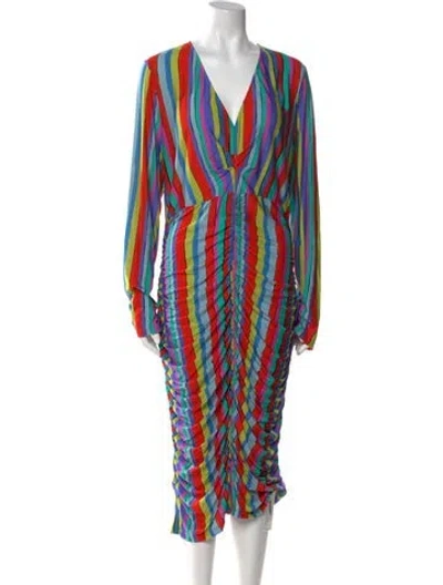 Pre-owned Jonathan Cohen Striped Midi Length Dress In Blue