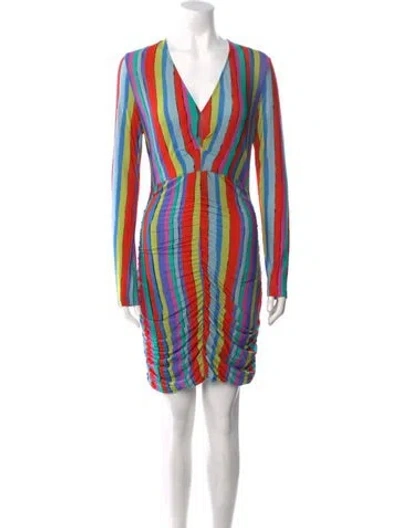 Pre-owned Jonathan Cohen Striped Midi Length Dress In Green