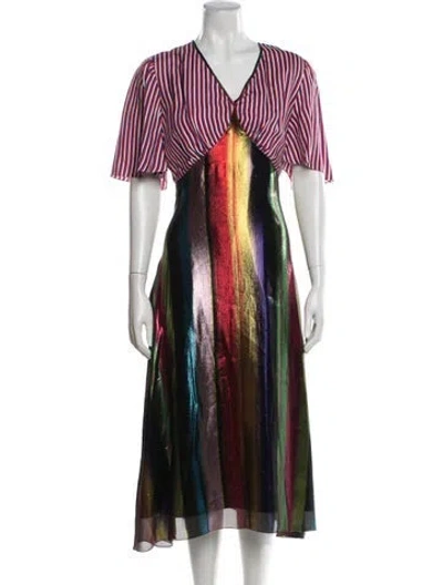 Pre-owned Jonathan Cohen Striped Midi Length Dress In Multi