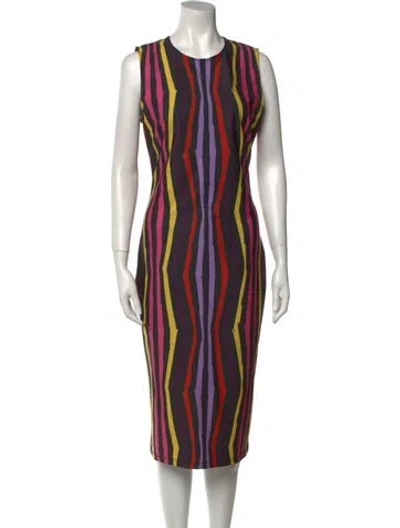 Pre-owned Jonathan Cohen Striped Midi Length Dress In Neutral