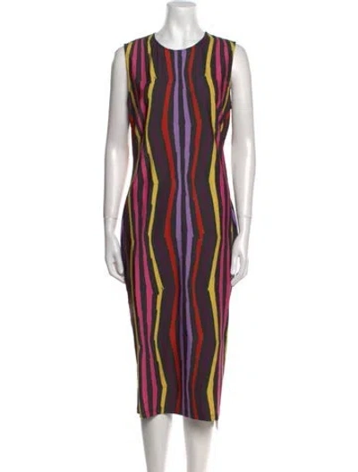 Pre-owned Jonathan Cohen Striped Midi Length Dress In Neutral