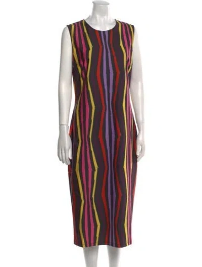 Pre-owned Jonathan Cohen Striped Midi Length Dress In Neutral