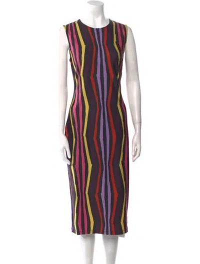 Pre-owned Jonathan Cohen Striped Midi Length Dress In Pink