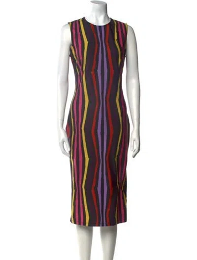 Pre-owned Jonathan Cohen Striped Midi Length Dress W/ Tags In Black