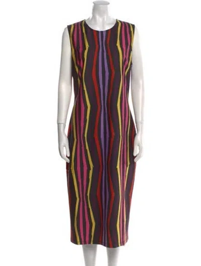 Pre-owned Jonathan Cohen Striped Midi Length Dress W/ Tags In Black