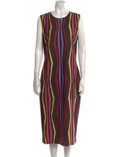 Pre-owned Jonathan Cohen Striped Midi Length Dress W/ Tags In Black