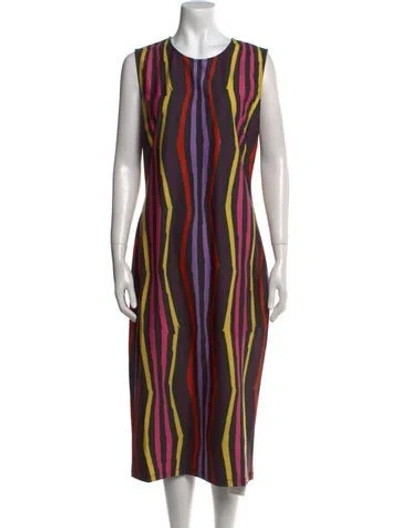Pre-owned Jonathan Cohen Striped Midi Length Dress W/ Tags In Black