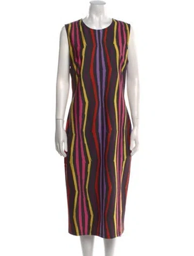 Pre-owned Jonathan Cohen Striped Midi Length Dress W/ Tags In Black