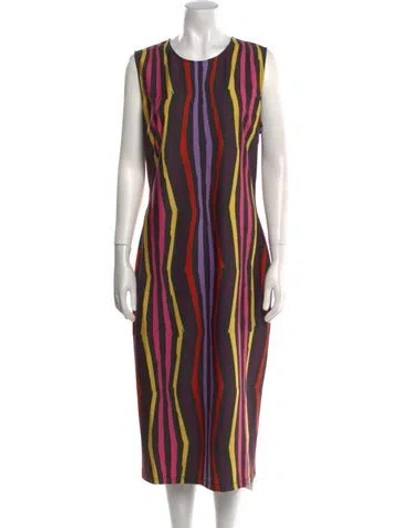 Pre-owned Jonathan Cohen Striped Midi Length Dress W/ Tags In Black