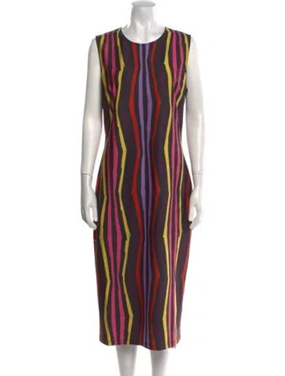 Pre-owned Jonathan Cohen Striped Midi Length Dress W/ Tags In Black