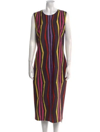 Pre-owned Jonathan Cohen Striped Midi Length Dress W/ Tags In Black