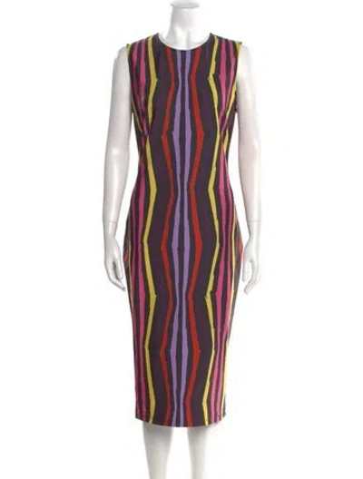 Pre-owned Jonathan Cohen Striped Midi Length Dress W/ Tags In Black