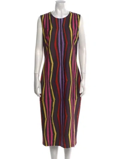 Pre-owned Jonathan Cohen Striped Midi Length Dress W/ Tags In Black