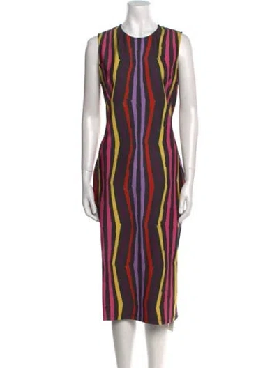 Pre-owned Jonathan Cohen Striped Midi Length Dress W/ Tags In Black