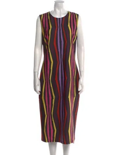 Pre-owned Jonathan Cohen Striped Midi Length Dress W/ Tags In Black