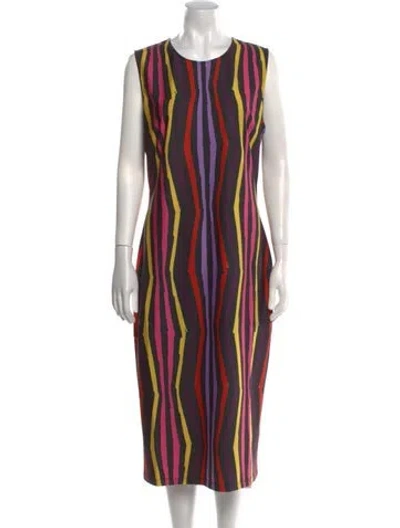 Pre-owned Jonathan Cohen Striped Midi Length Dress W/ Tags In Black