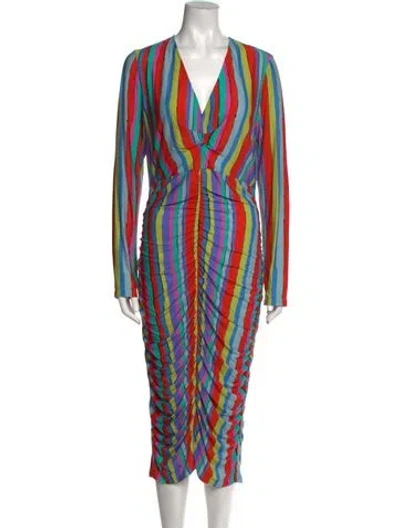 Pre-owned Jonathan Cohen Striped Midi Length Dress W/ Tags In Blue