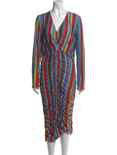 Pre-owned Jonathan Cohen Striped Midi Length Dress W/ Tags In Blue