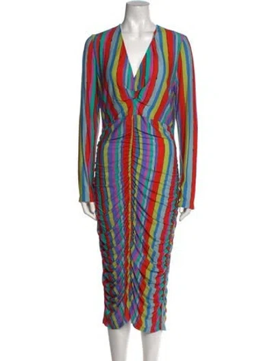 Pre-owned Jonathan Cohen Striped Midi Length Dress W/ Tags In Blue