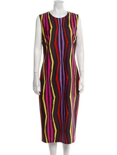 Pre-owned Jonathan Cohen Striped Midi Length Dress W/ Tags In Neutral